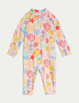 

M&S Collection Mono de baño de manga larga con diseño de vida marina (0-3 años) - Yellow Mix, Yellow Mix