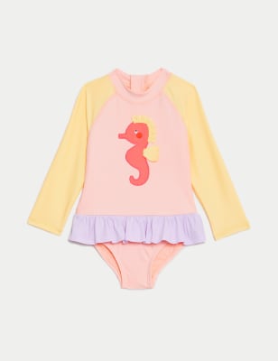 

Girls M&S Collection Seahorse Long Sleeve Swimsuit (0-3 Yrs) - Peach Mix, Peach Mix