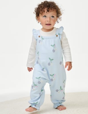 

Girls M&S Collection Cotton Rich Dungarees Outfit (0-3 Yrs) - Blue Mix, Blue Mix