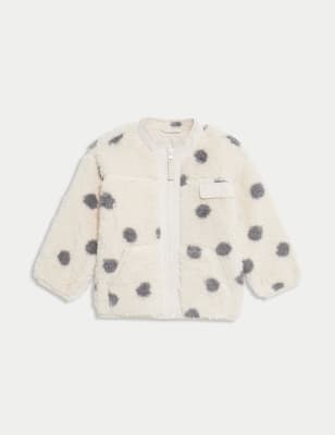 

M&S Collection Jacke aus Borg mit Reißverschluss und Polkadot-Print (0-3 J.) - Cream Mix, Cream Mix