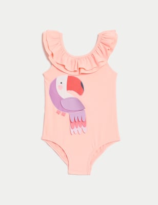 

Girls M&S Collection Flamingo Frill Neck Swimsuit (0-3 Yrs) - Pink Mix, Pink Mix