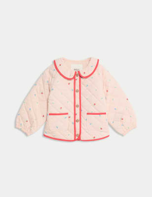 

M&S Collection Steppjacke aus reiner Baumwolle mit Blumenmuster (0-6 J.) - Pink, Pink