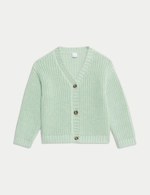 

Girls M&S Collection Pure Cotton Knitted Cardigan (0-3 Yrs) - Green, Green