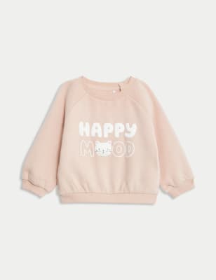 

Girls M&S Collection Cotton Rich Happy Mood Slogan Sweatshirt (0-3 Yrs) - Pink, Pink