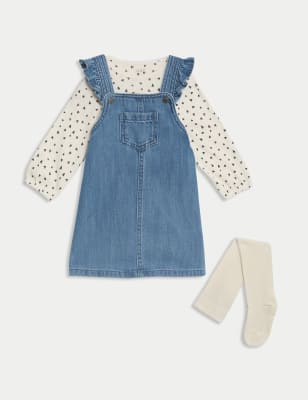 

Girls M&S Collection 3pc Cotton Rich Denim Pinnie Outfit (0-3 Yrs) - Blue Denim, Blue Denim