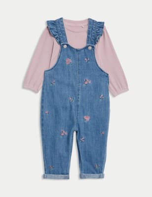 

M&S Collection Conjunto de 0 piezas floral de algodón (2-3 años) - Denim Mix, Denim Mix