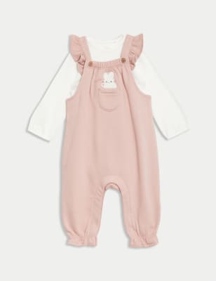 

Girls M&S Collection 2pc Cotton Rich Dungarees (0-3 Yrs), Pink Mix