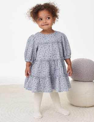 

Girls M&S Collection 2pc Pure Cotton Ditsy Floral Dress Set (0-3 Yrs) - Slate, Slate