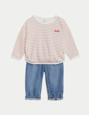 

Girls M&S Collection 2pc Cotton Rich Striped Outfit (0-8 Yrs) - Pink Mix, Pink Mix