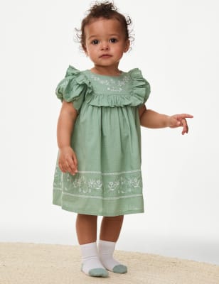 

M&S Collection Conjunto de 2 piezas de algodón bordado (0-3 años) - Green Mix, Green Mix