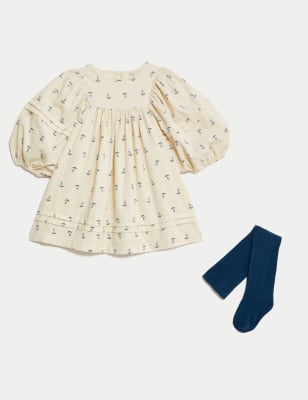 

Girls M&S Collection 2pc Cord Tulip Dress with Tights (0-3 Yrs) - Ecru Mix, Ecru Mix