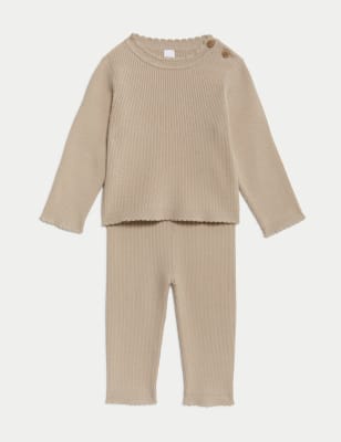 

M&S Collection 2-teiliges Strick-Outfit (0-3 Jahre) - Oatmeal, Oatmeal