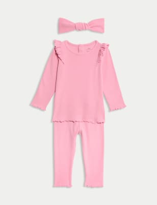 

Girls M&S Collection 3pc Cotton Rich Outfit (0-3 Yrs) - Pink, Pink