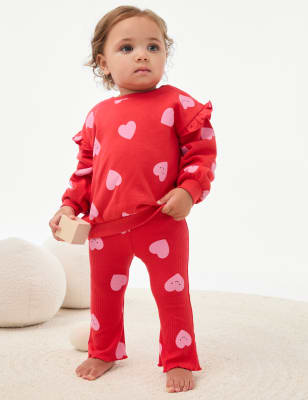 

Girls M&S Collection 2pc Cotton Rich Heart Print Outfit (0-6 Yrs) - Red Mix, Red Mix