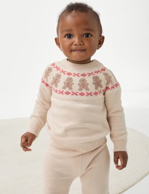 

Boys M&S Collection Knitted Fair Isle Gingerbread Outfit (0-3 Yrs) - Neutral, Neutral