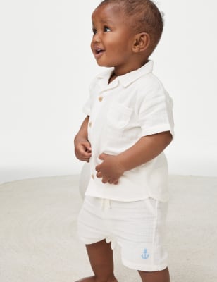 

M&S Collection Hemd aus reiner Baumwolle (0-3 J.) - Ivory, Ivory