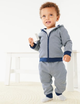 

Boys M&S Collection Cotton Rich Striped Joggers (0-3 Yrs) - Indigo, Indigo