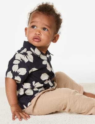 

Boys M&S Collection Linen Rich Mini Me Floral Shirt (0-3 Yrs) - Navy Mix, Navy Mix