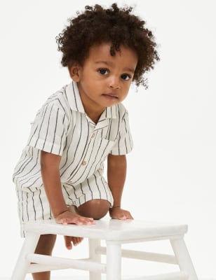 

M&S Collection Gestreiftes Outfit mit hohem Baumwollanteil (0-3 J.) - Charcoal Mix, Charcoal Mix