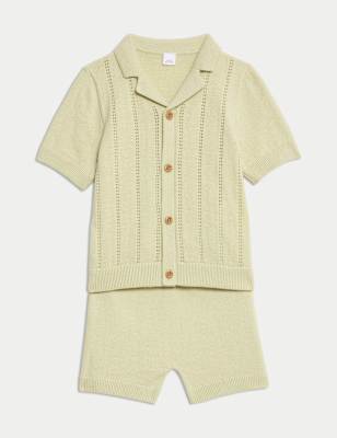 

Boys M&S Collection 2pc Pure Cotton Knitted Outfit (0-3 Yrs), Green