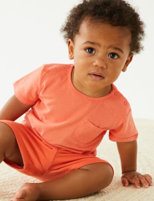 

Marks & Spencer Pure Cotton T-Shirt (0-3 Yrs) (BOYS, MANDARIN, 6-9 M)
