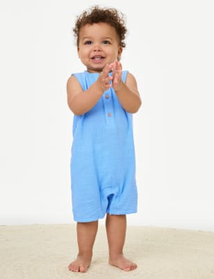 

Boys M&S Collection Pure Cotton Romper (0-3 Yrs) - Blue, Blue