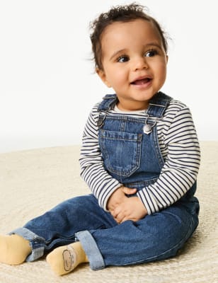 

M&S Collection 2-teiliges Outfit aus reiner Baumwolle (0-3 Jahre) - Dark Denim, Dark Denim