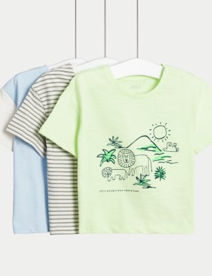 

Boys M&S Collection 3pk Pure Cotton Striped & Safari T-Shirts (0-3 Yrs) - Multi, Multi