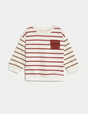 

Marks & Spencer Cotton Rich Striped Sweatshirt (0-3 Yrs) (BOYS, RED MIX, 0-3 M)
