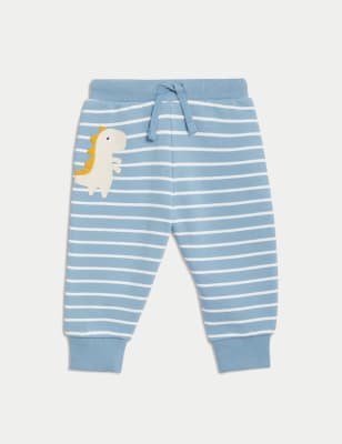 

Boys M&S Collection Cotton Rich Striped Dinosaur Joggers (0-3 Yrs) - Blue Mix, Blue Mix