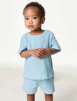 

Boys M&S Collection 2pc Cotton Rich Outfit (0-3 Yrs) - Blue, Blue