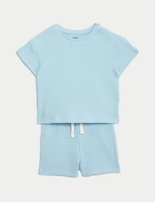 

Boys M&S Collection 2pc Cotton Rich Outfit (0-3 Yrs) - Blue, Blue