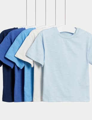 

Boys M&S Collection 5pk Pure Cotton T-Shirts (0-3 Yrs) - Blue Mix, Blue Mix