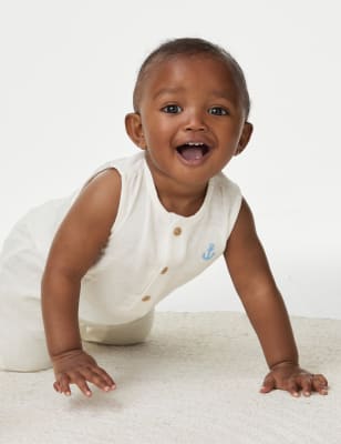 

M&S Collection Strampelanzug aus reiner Baumwolle (0-3 Jahre) - Ivory, Ivory