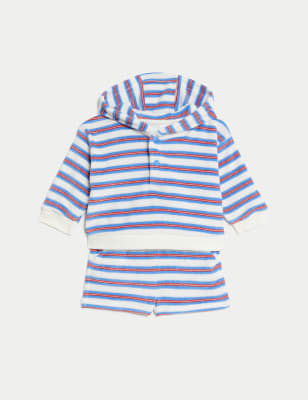 

M&S Collection Conjunto de 2 piezas de rizo de algodón de rayas (0-3 años) - Navy Mix, Navy Mix
