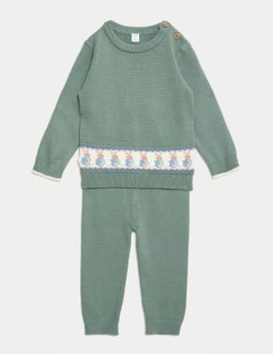 

Boys M&S Collection 2pc Peter Rabbit™ Knitted Fair Isle Outfit (0-3 Yrs) - Green Mix, Green Mix