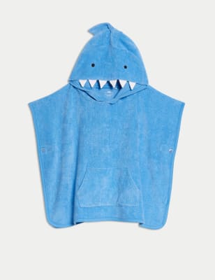 

Boys M&S Collection Pure Cotton Shark Towelling Poncho (0-36 Mths) - Blue, Blue