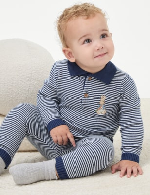 

Boys M&S Collection 2pc Peter Rabbit™ Striped Knitted Outfit (0-3 Yrs) - Blue Mix, Blue Mix