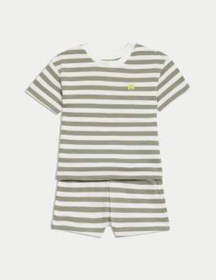 

Boys M&S Collection 2pc Pure Cotton Striped Shorts Outfit (0-3 Yrs) - Green Mix, Green Mix