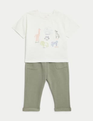 

Boys M&S Collection 2pc Cotton Rich Embroidered Animal Outfit (0-3 Yrs) - Green Mix, Green Mix