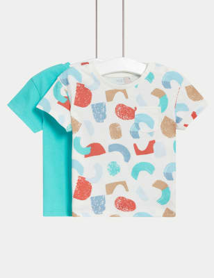 

M&S Collection 2er-Pack T-Shirts aus reiner Baumwolle (0-3 Jahre) - Multi, Multi