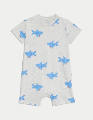 

Boys M&S Collection Pure Cotton Shark Romper (0-3 Yrs) - Grey Marl, Grey Marl