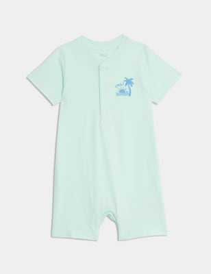 

Boys M&S Collection Pure Cotton Palm Tree Romper (0-3 Yrs) - Green, Green