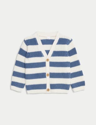 

Boys M&S Collection Pure Cotton Striped Cardigan (0-3 Yrs) - Blue Mix, Blue Mix
