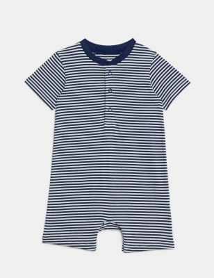 

M&S Collection Gestreifter Strampelanzug aus reiner Baumwolle (0-3 Jahre) - Navy Mix, Navy Mix