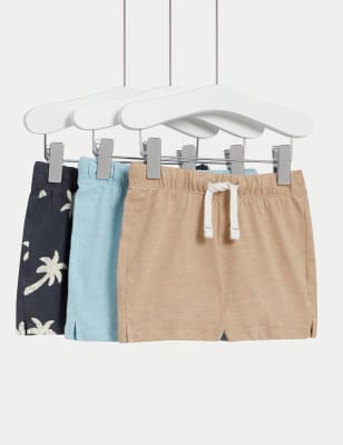 

M&S Collection 3er-Pack Shorts aus reiner Baumwolle mit Palmenmotiv (0-3 J.) - Multi, Multi