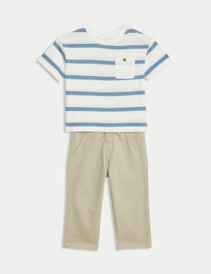 

Boys M&S Collection 2pc Top & Bottom Chino Outfit (0-3 Yrs) - Multi, Multi