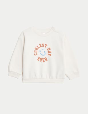 

Boys M&S Collection Cotton Rich 'Coolest Day Ever' Sweatshirt (0-3 Yrs) - Ivory, Ivory