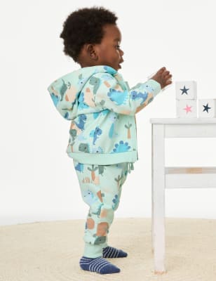 

M&S Collection Hoodie mit hohem Baumwollanteil, durchgehendem Reißverschluss und Dinomotiv (0-3 J.) - Blue, Blue