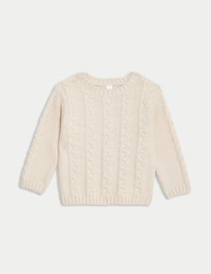 

M&S Collection Jersey de algodón de punto trenzado (0-3 años) - Cream, Cream